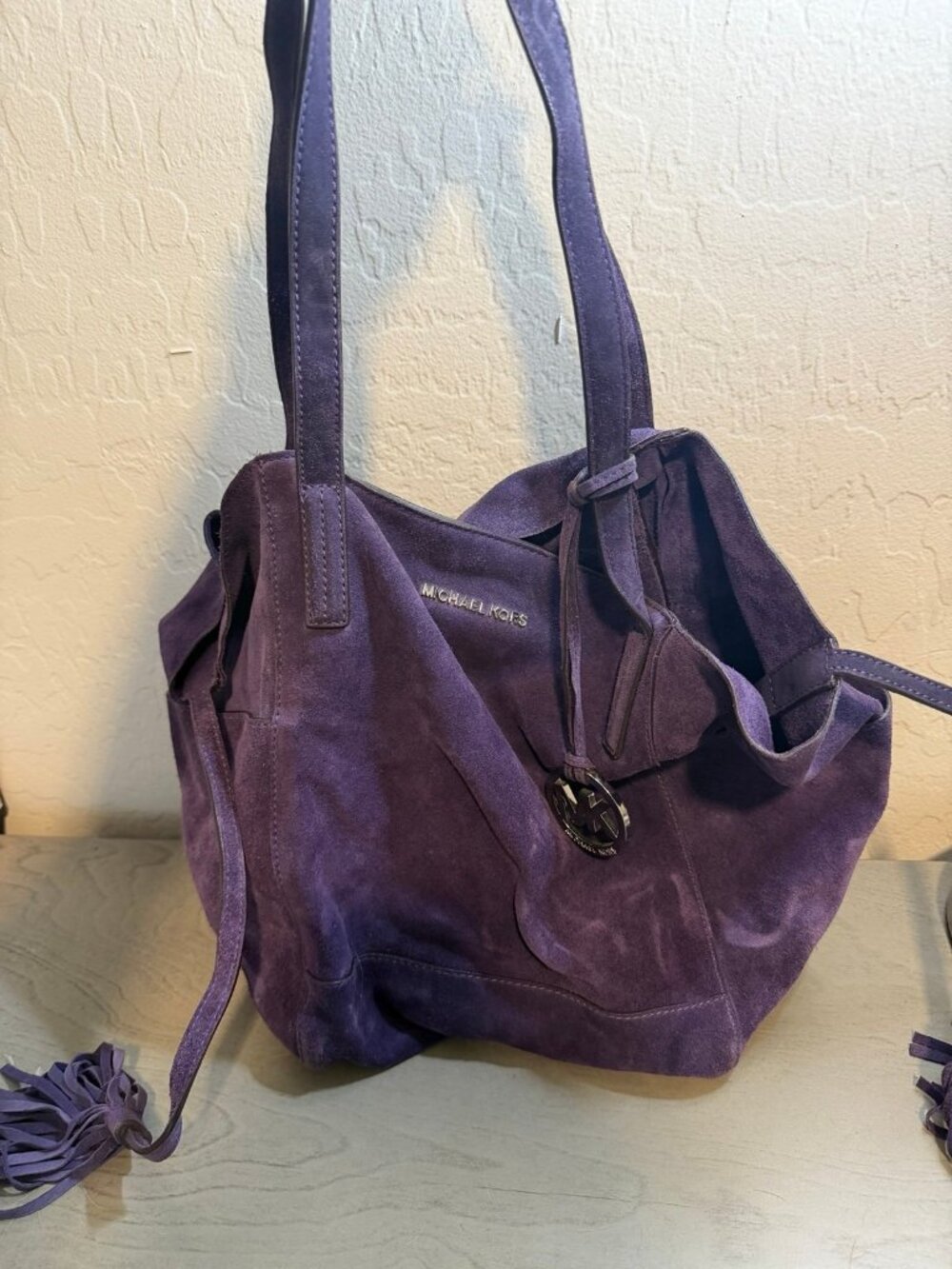 Michael Kors Suede Purple Hobo Bag